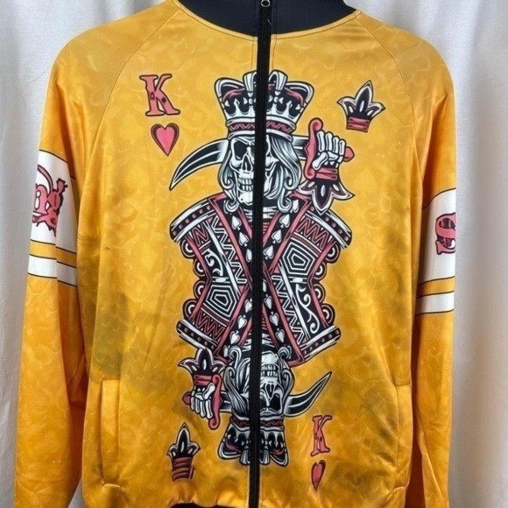 Unbranded Skull King Track Jacket Mens‎ XXL Yellow Good Graphic Streetwear Zip